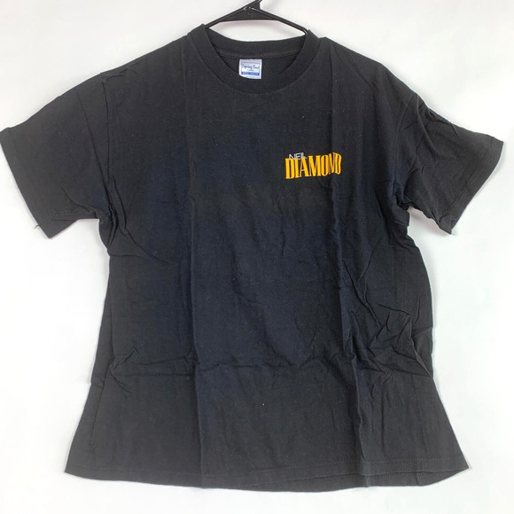 VINTAGE Neil Diamond Spring Ford Classic Black Yellow Tee T-Shirt XL - Picture 1 of 4